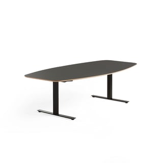 Rokovací stôl AUDREY, 2400x1200 mm, čierny podstavec, tmavošedá doska