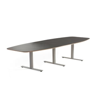 Konferencijski stol AUDREY, 3200 x 1200 mm, sivi okvir, tamno siva ploča