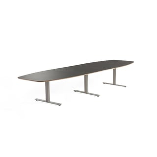 Rokovací stôl AUDREY, 4000x1200 mm, strieborný podstavec, tmavošedá doska