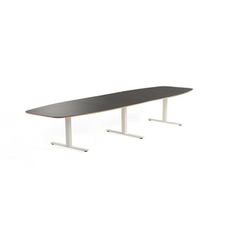 Jednací stůl AUDREY, 4000x1200 mm, bílý rám, tmavě šedá deska