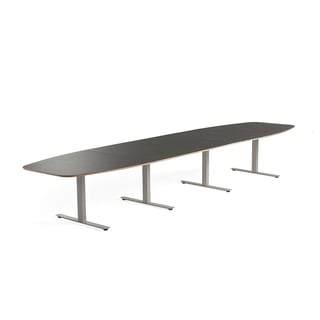 Konferencebord AUDREY, 4800 mm, sølvfarvet stel, mørkegrå bordplade