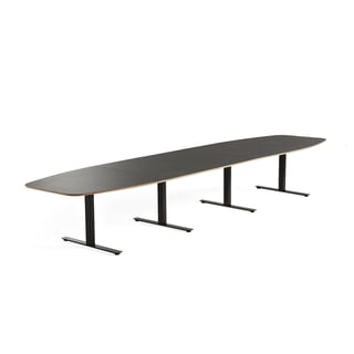 Møtebord AUDREY, L4800 B1200 H720 mm, svart understell/mørk grå bordplate