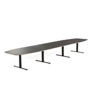 Møtebord AUDREY, L5600 B1200 H720 mm, svart understell/mørk grå bordplate