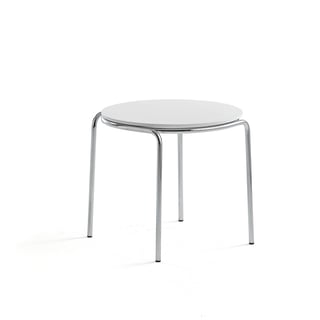 Konferenční stolek ASHLEY, Ø570 mm, výška 470 mm, chrom, bílá deska