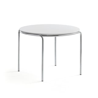 Konferenční stolek ASHLEY, Ø770 mm, výška 530 mm, chrom, bílá deska