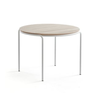 Konferenční stolek ASHLEY, Ø770 mm, výška 530 mm, bílá, jasan