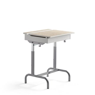 Sound absorbent student box top desk ABSO 188, silver, beige linoleum