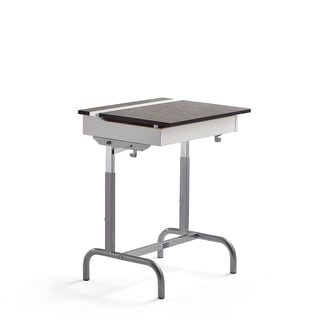 Sound absorbent student box top desk ABSO 188, silver, dark grey linoleum