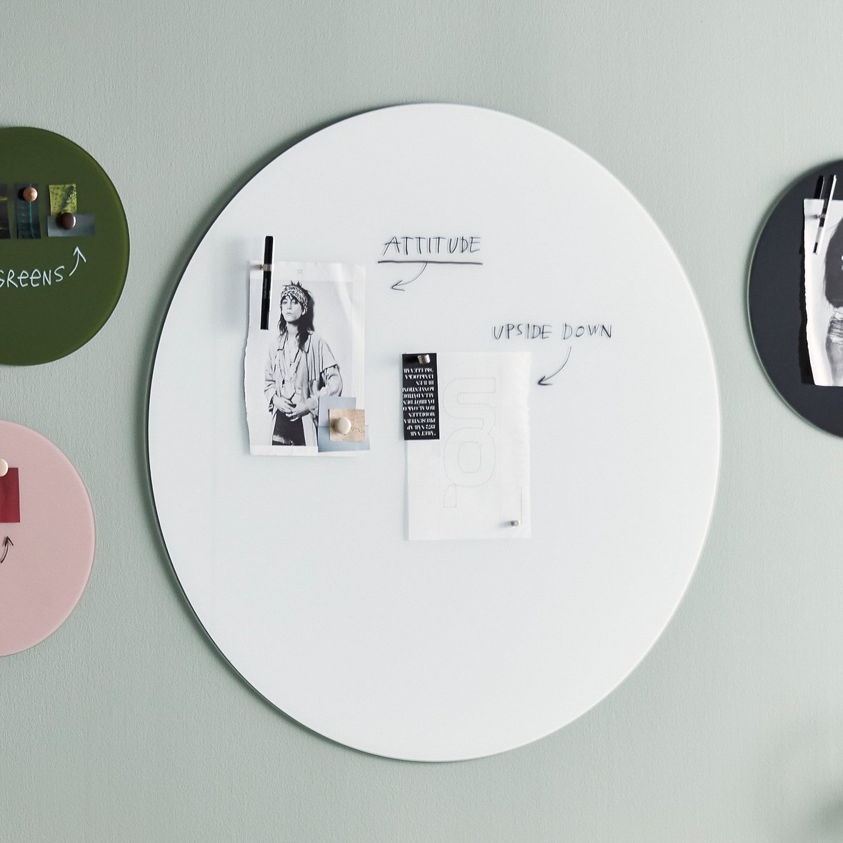 Circular glass writing board CAROL, Ø 1000 mm, white AJ Products