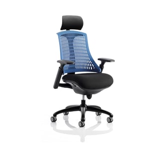 Office chair LEWES with headrest, black with blue back