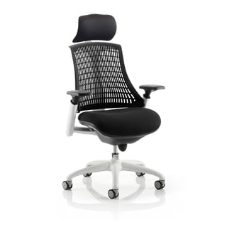 Office chair LEWES with headrest, white with black seat + back