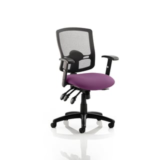 Mesh back office chair CANTERBURY, purple seat