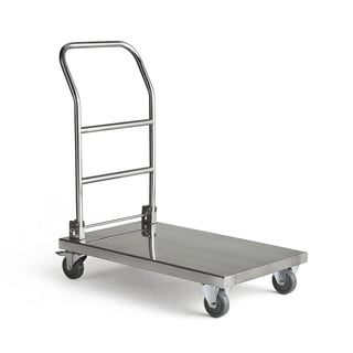 Nerūdijančio plieno platforminis vežimėlis METRO, nulenkiama rankena, 820x520 mm