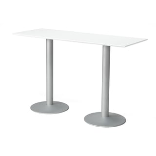 Barový stůl BIANCA, 1800x700 mm, HPL, bílá/hliníkově šedá