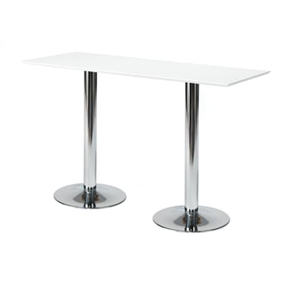 Baaripöytä BIANCA, puukuvioitu pöytälevy, 1800x700x1125 mm, valkoinen, kromi