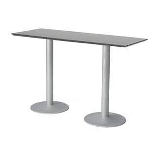 Baaripöytä BIANCA, puukuvioitu pöytälevy, 1800x700x1125 mm, musta, harmaa