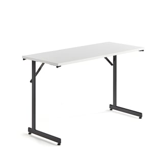 Konferencebord CLAIRE, sammenklappeligt, 1200x500 mm, hvid laminat, sort