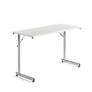 Konferencebord CLAIRE, sammenklappeligt, 1200x500 mm, hvid laminat, krom