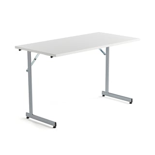 Skládací stůl CLAIRE, 1200x600 mm, bílá, hliníkově šedá