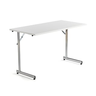 Konferenztisch CLAIRE, klappbar, 1200 x 600 mm, Laminat weiß/Chrom