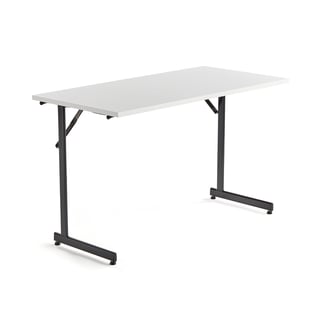 Konferencebord CLAIRE, sammenklappeligt, 1200x600 mm, hvid laminat, sort
