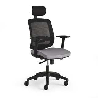 Kancelářská židle STANLEY, s područkami a opěrkou hlavy, světle šedá