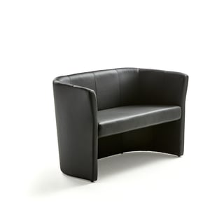 Club sofa CLOSE, 2 seater, black leather imitation