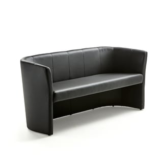 Club sofa CLOSE, 3 seater, black leather imitation
