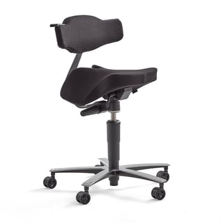 Saddle chair EPSOM with backrest and rocking mechanism, black
