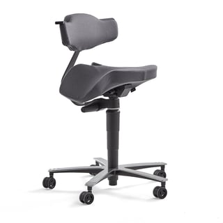 Saddle chair EPSOM with backrest and rocking mechanism, grey