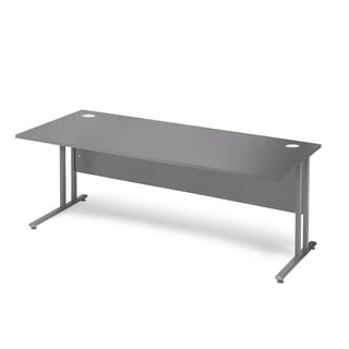 Skrivbord FLEXUS med rak skiva och insynsskydd, 1800x800 mm, grå laminat