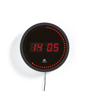 Skaitmeninis sieninis laikrodis, Ø300mm, juodas