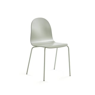 Stolica GANDER, 4 noge, visina sjedišta: 450 mm, lakirana, zeleno-siva