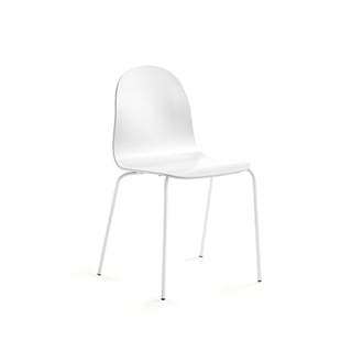Stol GANDER, 4 noge, višina sedeža: 450 mm, lakiran, beli