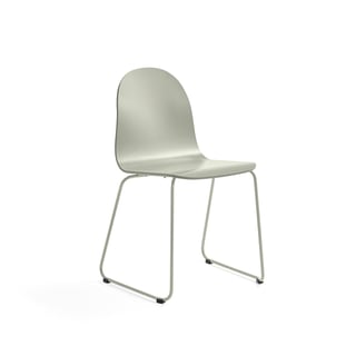 Chair GANDER, skid base, seat height: 450 mm, laquered, green grey