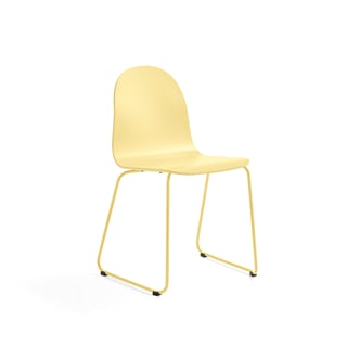 Chair GANDER, skid base, seat height: 450 mm, laquered, mustard