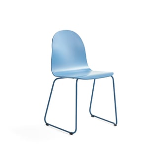Chair GANDER, skid base, seat height: 450 mm, laquered, blue