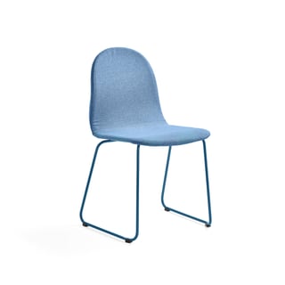 Stuhl GANDER, Kufengestell, Sitzhöhe: 450 mm, Textilbezug blau