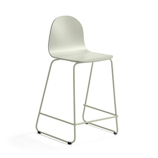 Bar chair GANDER, skid base, seat height: 630 mm, laquered, green grey