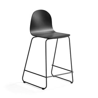 Baro kėdė Gander, slidžių formos kojos, sėdynės aukštis 630 mm, lakuota, juoda