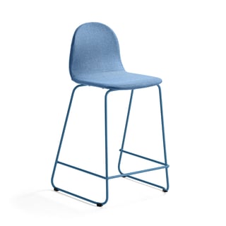 Bāra krēsls GANDER, kāju rāmja pamatne, sēdekļa augstums: 630 mm, auduma apdare, zila