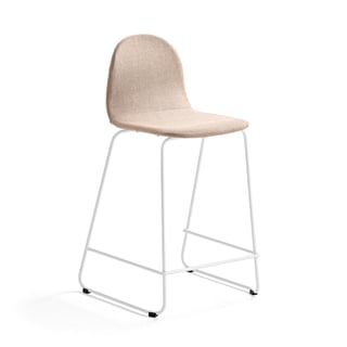 Barová židle GANDER, výška sedáku 630 mm, polstrovaná, béžová