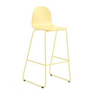 Bar chair GANDER, skid base, seat height: 790 mm, laquered, mustard
