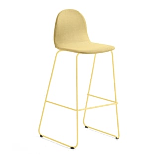 Bar chair GANDER, skid base, seat height: 790 mm, fabric, mustard