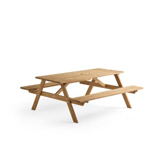 Table with bench CAMP PINE, 1800 mm, brown