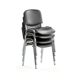 Konferenční židle NELSON, bal. 4 ks, černá koženka, chrom