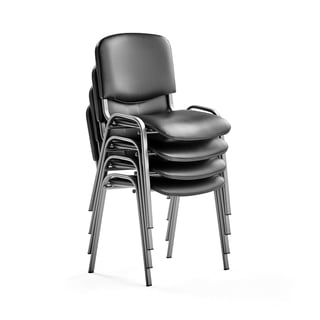 Konferenču krēsls NELSON, 4gab., mākslīgās ādas apdare, alumīnija pelēka