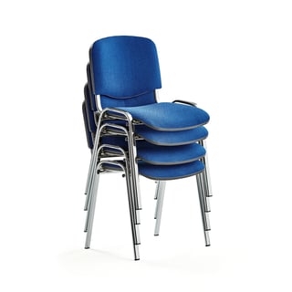 Popular conference chair NELSON, 4-pack, blue fabric, chrome