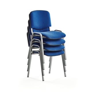 Konferencijska stolica NELSON, 4 kom/pak, plava tkanina, alu siva