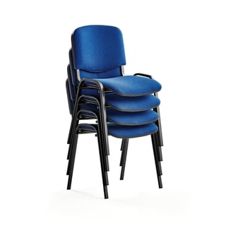 Konferenčni stol NELSON, 4 v paketu, modra tkanina, črna